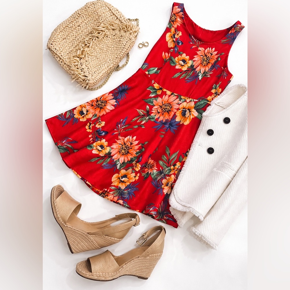 Collective Concepts red floral resort dress